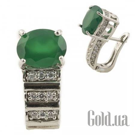 Серьги Серебряные серьги с агатами и куб. циркониями