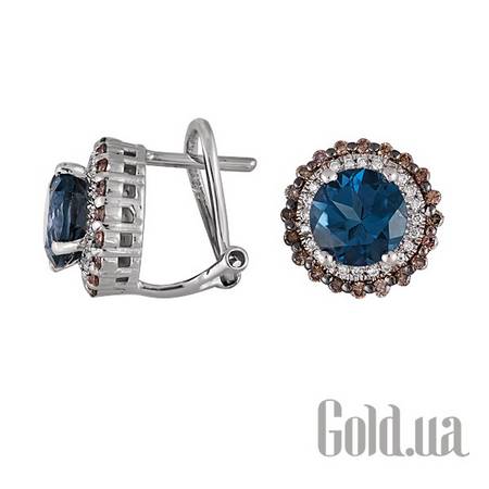 Серьги Золотые серьги с бриллиантами и топазом
