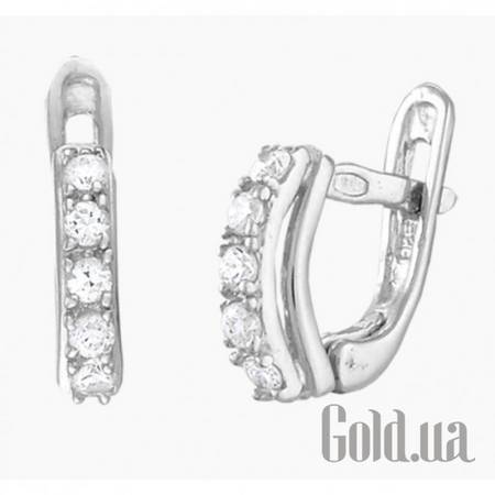 Серьги Серебряные серьги  с куб. циркониями