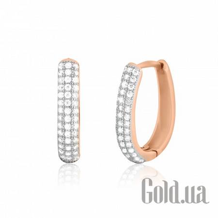 Серьги Серебряные серьги  с куб. циркониями в позолоте