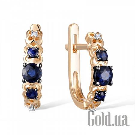 Серьги Золотые серьги с бриллиантами и сапфирами