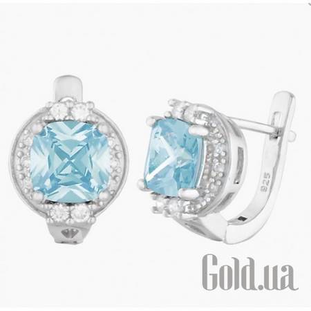 Серьги Серебряные серьги  с топазами и куб. циркониями