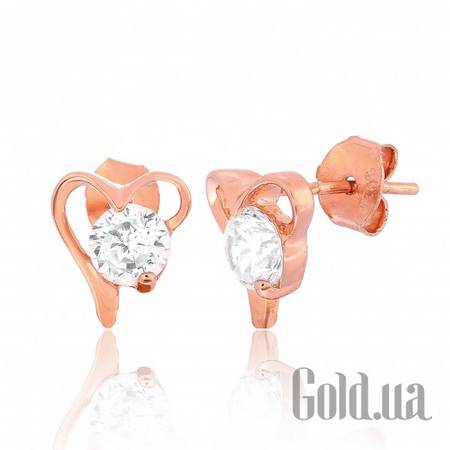 Серьги-гвоздики Серебряные серьги с  куб. циркониями в позолоте