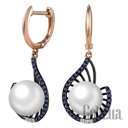 Серьги с подвесками Золотые серьги с бриллиантами и жемчугом