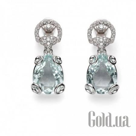 Серьги с подвесками Золотые серьги с бриллиантами и хризолитами