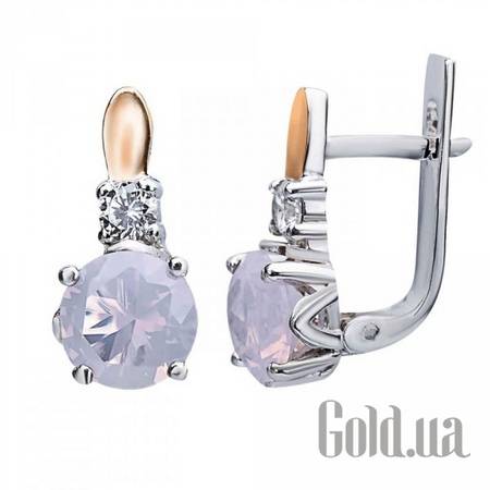 Серьги Серебряные серьги с куб. циркониями и вставками из золота