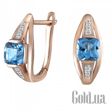 Серьги Золотые серьги с бриллиантами и топазами