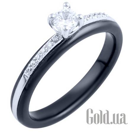 Кольцо Серебряное кольцо с керамикой и куб. циркониями, 19