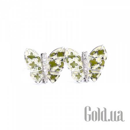 Серьги Серебряные серьги с куб. циркониями и эмалью