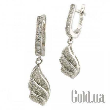 Серьги с подвесками Серебряные серьги с куб. циркониями