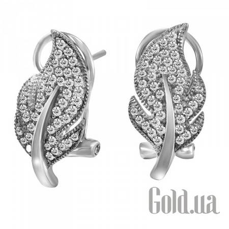 Серьги Золотые серьги с белыми сапфирами