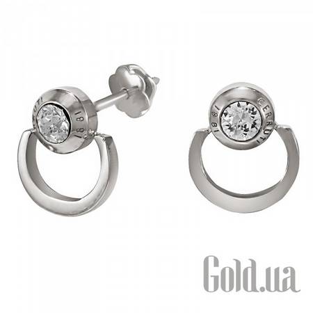 Пусеты (гвоздики) Стальные серьги со стразами с серебрением