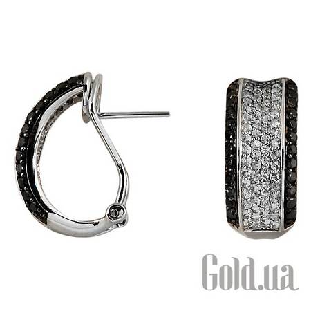 Серьги Золотые серьги с бриллиантами и белыми сапфирами