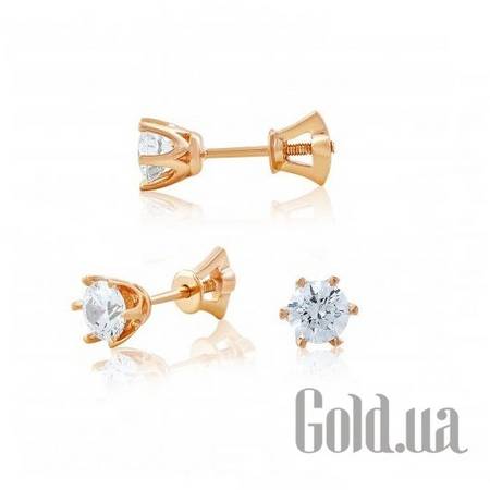 Серьги-гвоздики Золотые серьги с циркониями Swarovski Zirconia