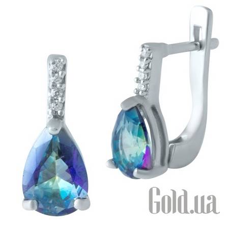 Серьги Серебряные серьги с топазами и куб. циркониями