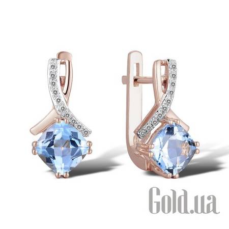 Серьги Золотые серьги с бриллиантами и топазами