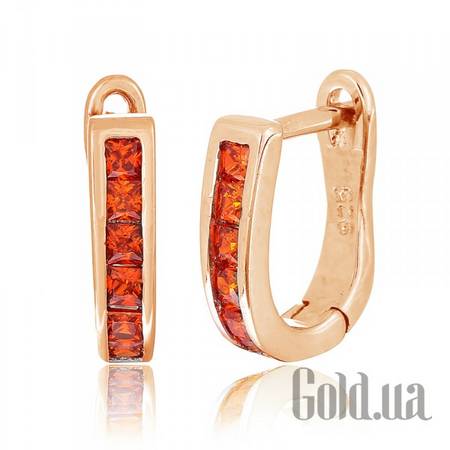 Серьги Серебряные серьги  с куб. циркониями в позолоте