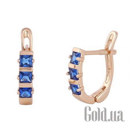 Серьги Серебряные серьги с куб. циркониями в позолоте