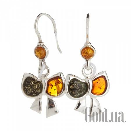 Серьги с подвесками Серебряные серьги с янтарем