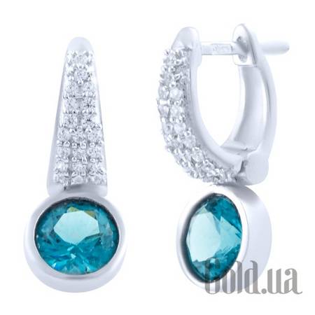 Серьги Серебряные серьги с топазами и куб. циркониями