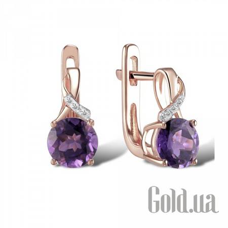 Серьги Золотые серьги с бриллиантами и аметистами