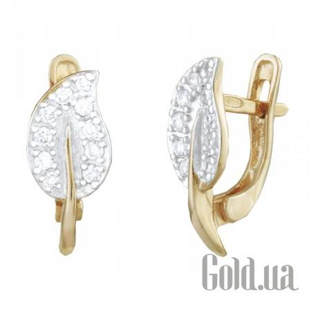 Серьги Серебряные серьги с куб. циркониями в позолоте