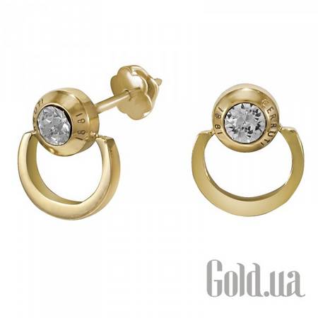 Пусеты (гвоздики) Стальные серьги со стразами в позолоте