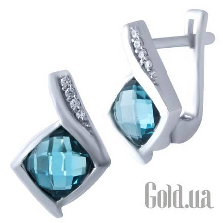 Серьги Серебряные серьги с топазами и куб. циркониями