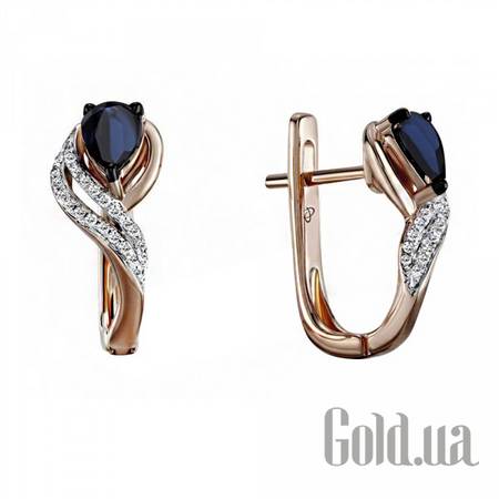 Серьги Золотые серьги с бриллиантами и сапфирами