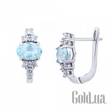 Серьги Серебряные серьги с топазами и куб. циркониями