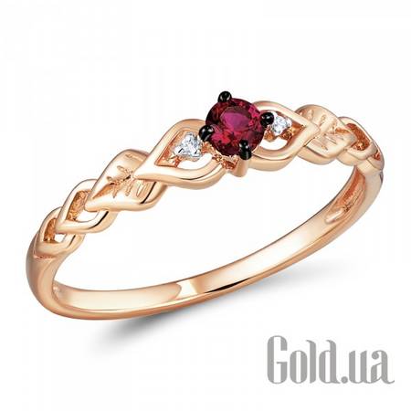 Кольцо Золотое кольцо с бриллиантами и рубином, 16.5