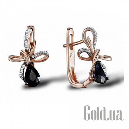 Серьги Золотые серьги с бриллиантами и сапфирами