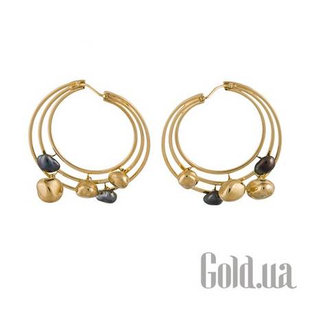 Серьги-кольца Золотые серьги с жемчугом Кешью