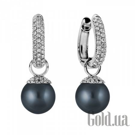 Серьги Золотые серьги с бриллиантами и жемчугом