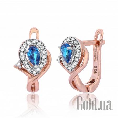 Серьги Серебряные серьги с  куб. циркониями в позолоте