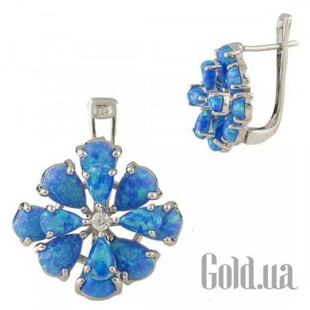 Серьги Серебряные серьги с опалами и куб. циркониями