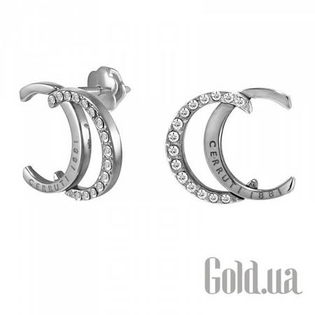 Пусеты (гвоздики) Стальные серьги со стразами с серебрением