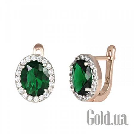 Серьги Silvex925 Серебряные серьги с куб. циркониями в позолоте