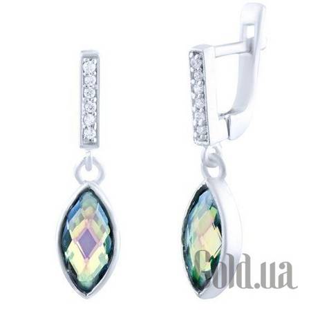 Серьги с подвесками Серебряные серьги с топазами и куб. циркониями