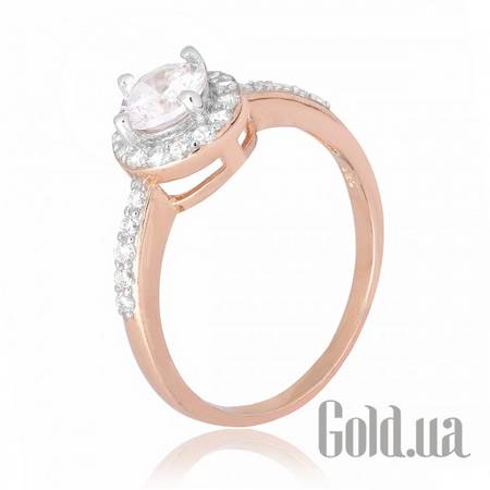 Кольцо Серебряное кольцо с куб. циркониями в позолоте, 19