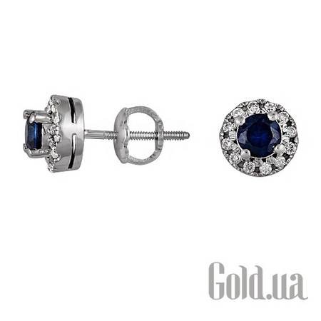 Серьги-гвоздики Золотые серьги с бриллиантами и сапфирами