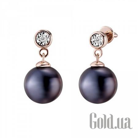 Серьги с подвесками Золотые серьги с бриллиантами и пресн. жемчугом