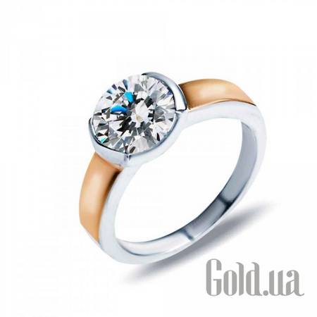 Кольцо Серебряное кольцо с куб. цирконием и вставками золота, 16