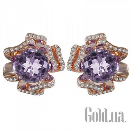Серьги Золотые серьги с бриллиантами и аметистами