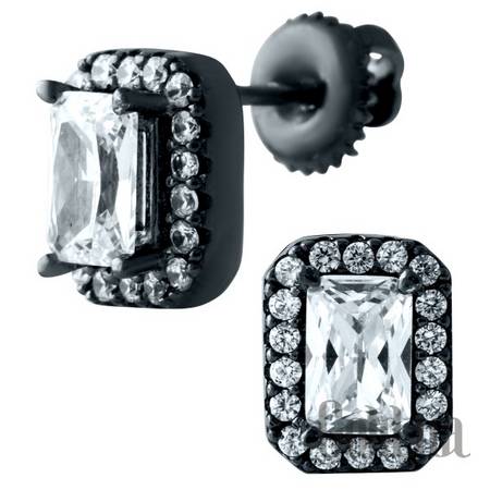 Серьги-гвоздики Серебряные серьги с куб. циркониями