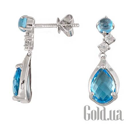 Серьги с подвесками Золотые серьги с бриллиантами и топазами