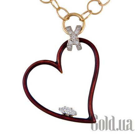 Колье с сердечком Золотое колье с бриллиантами и эмалью, 45