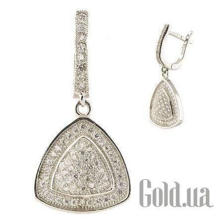 Серьги с подвесками Серебряные серьги с куб. циркониями