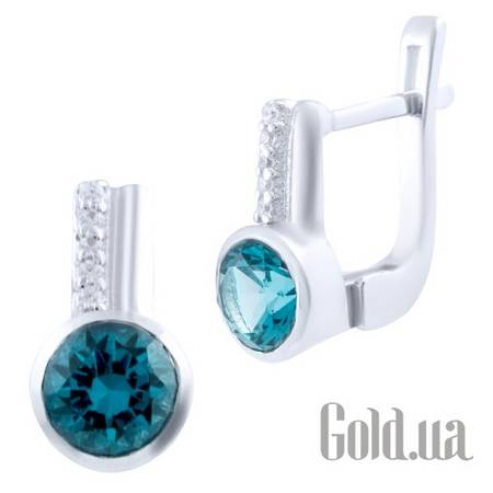 Серьги Серебряные серьги с топазами и куб.циркониями