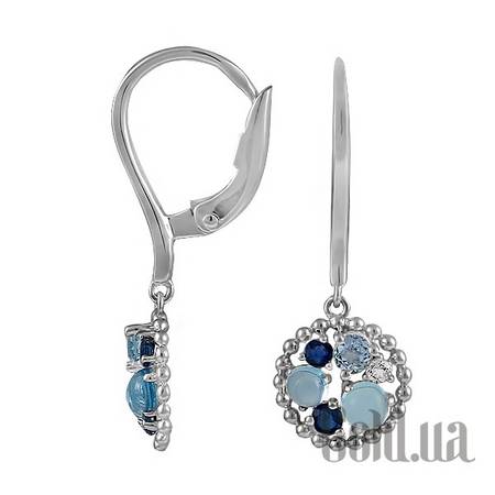 Серьги с подвесками Золотые серьги с топазами и сапфирами